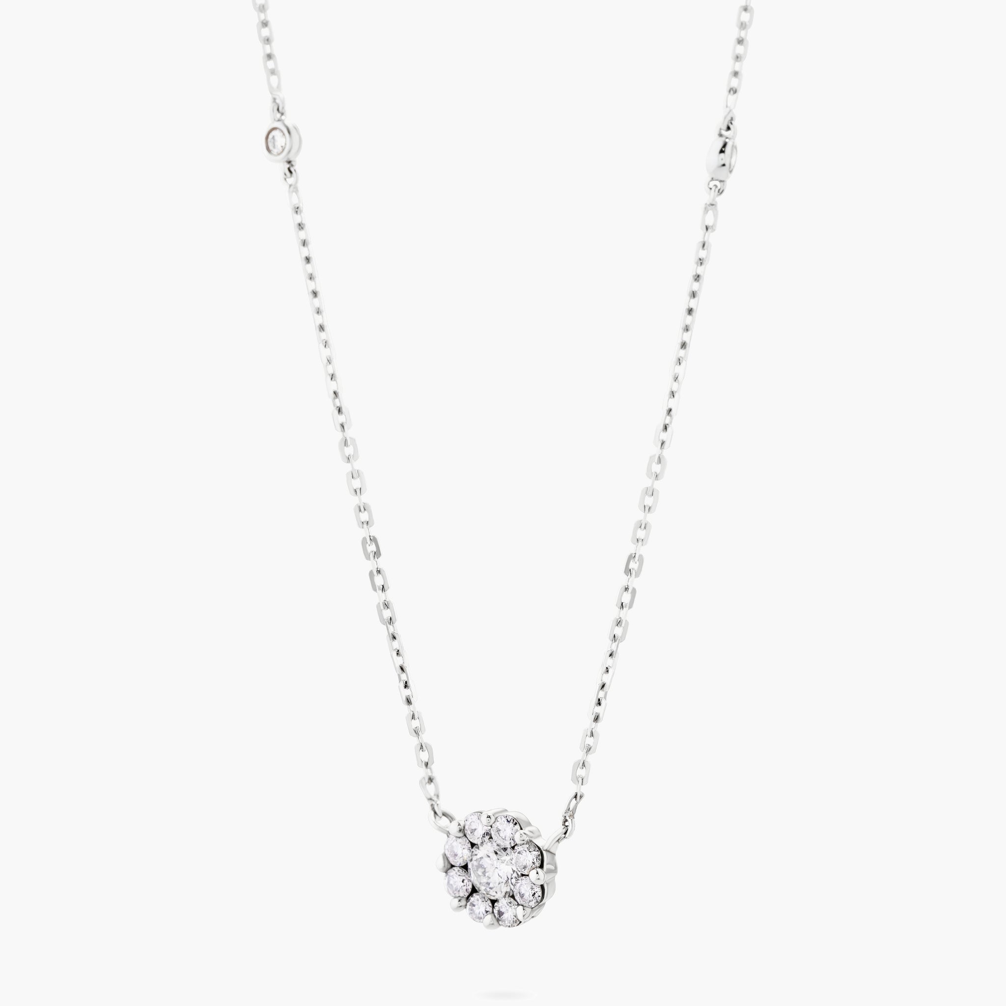 Diamond flower necklace w diamond station chain
