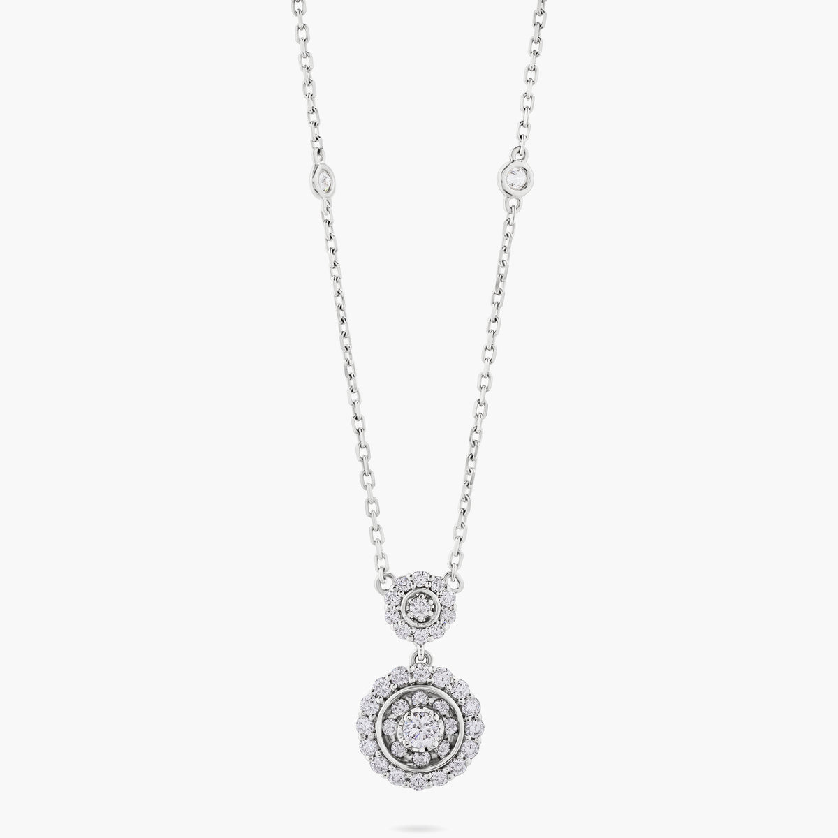 Illusion diamond 2 drop necklace w diamonds on chain