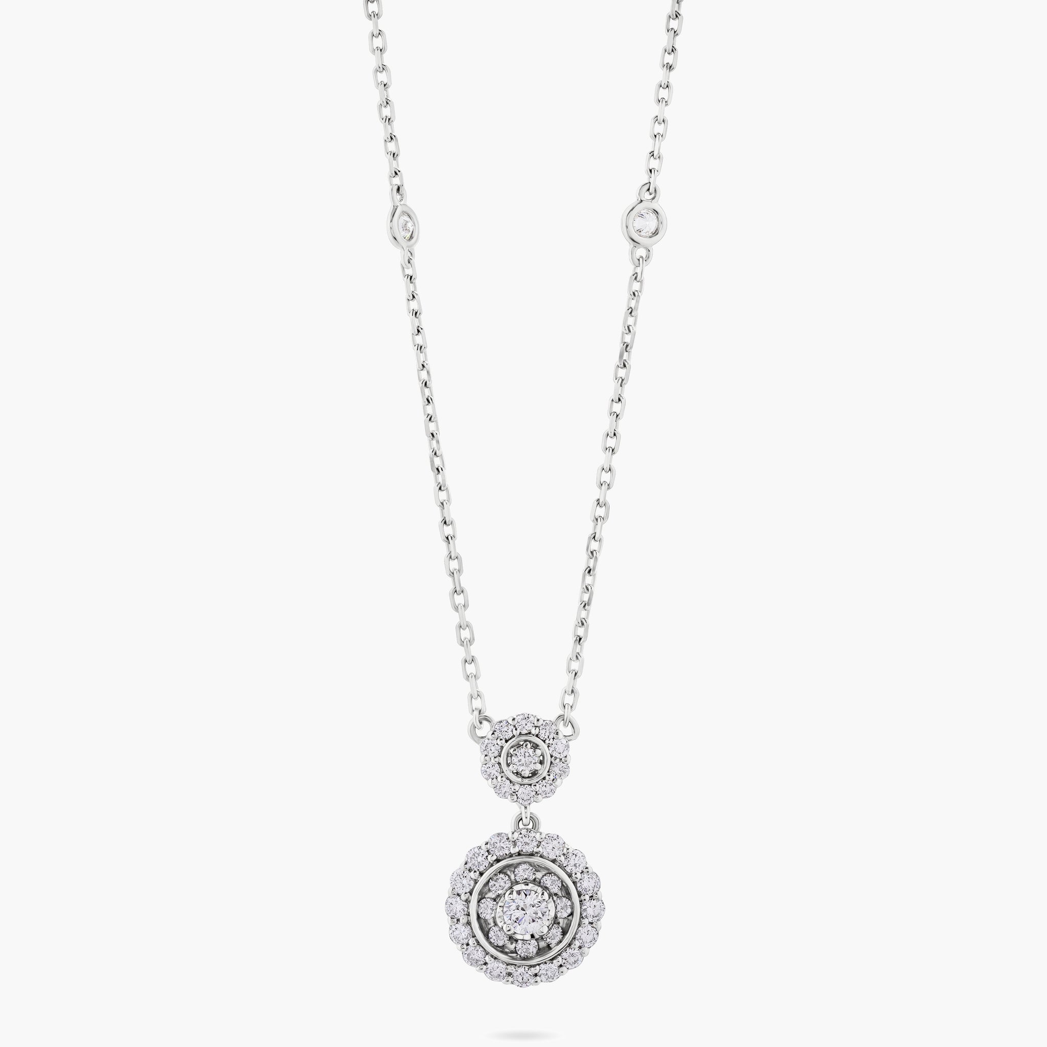 Illusion diamond 2 drop necklace w diamonds on chain