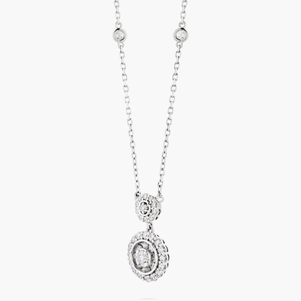 Illusion diamond 2 drop necklace w diamonds on chain