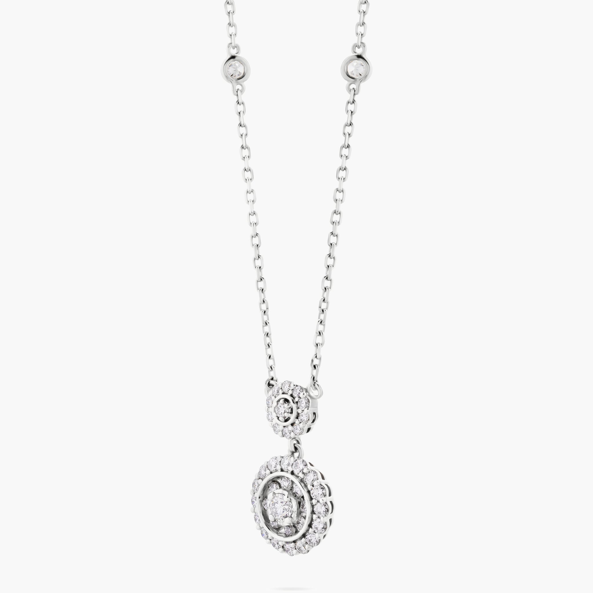 Illusion diamond 2 drop necklace w diamonds on chain