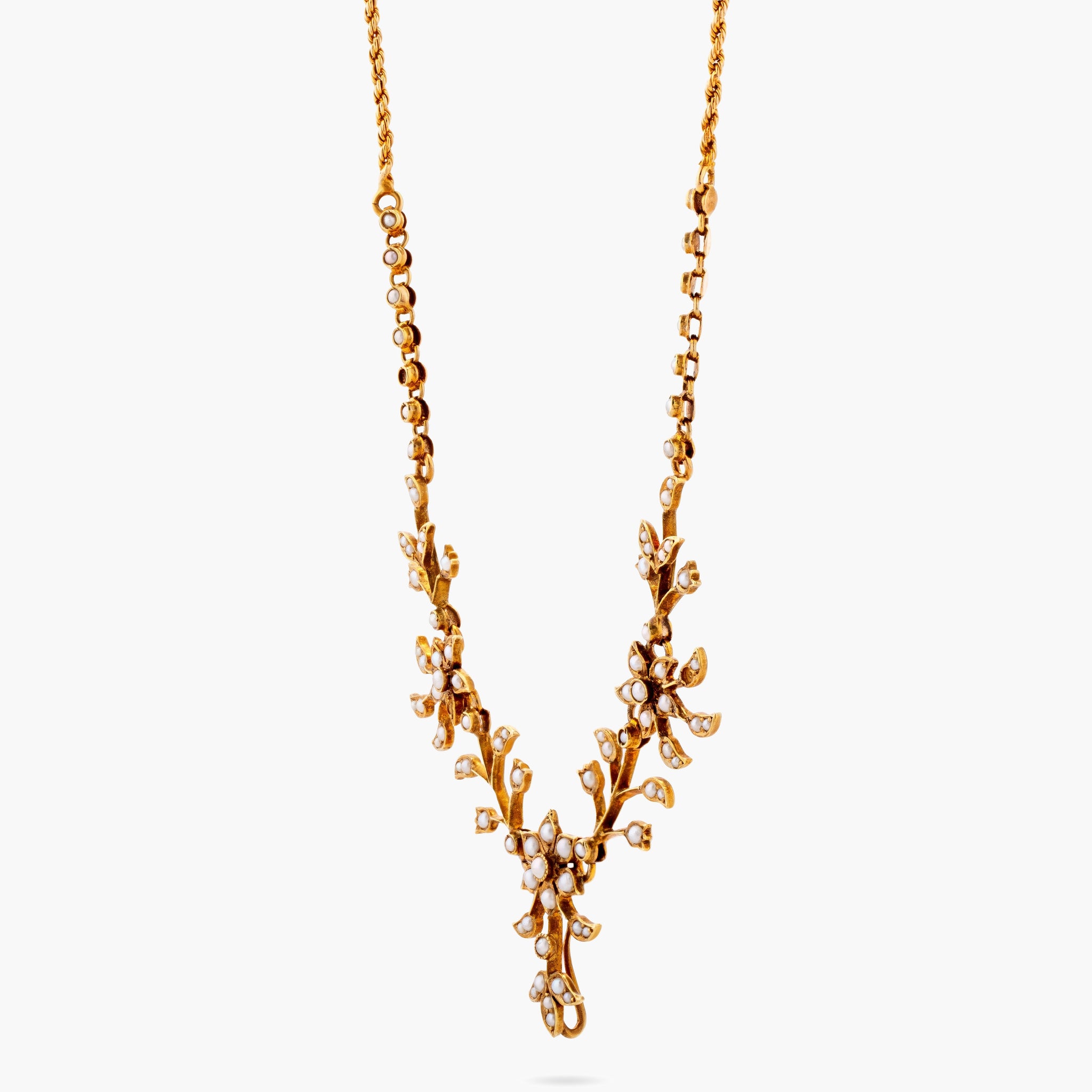 Seed pearl flower necklace