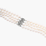Diamond&ruby 4 strand pearl necklace