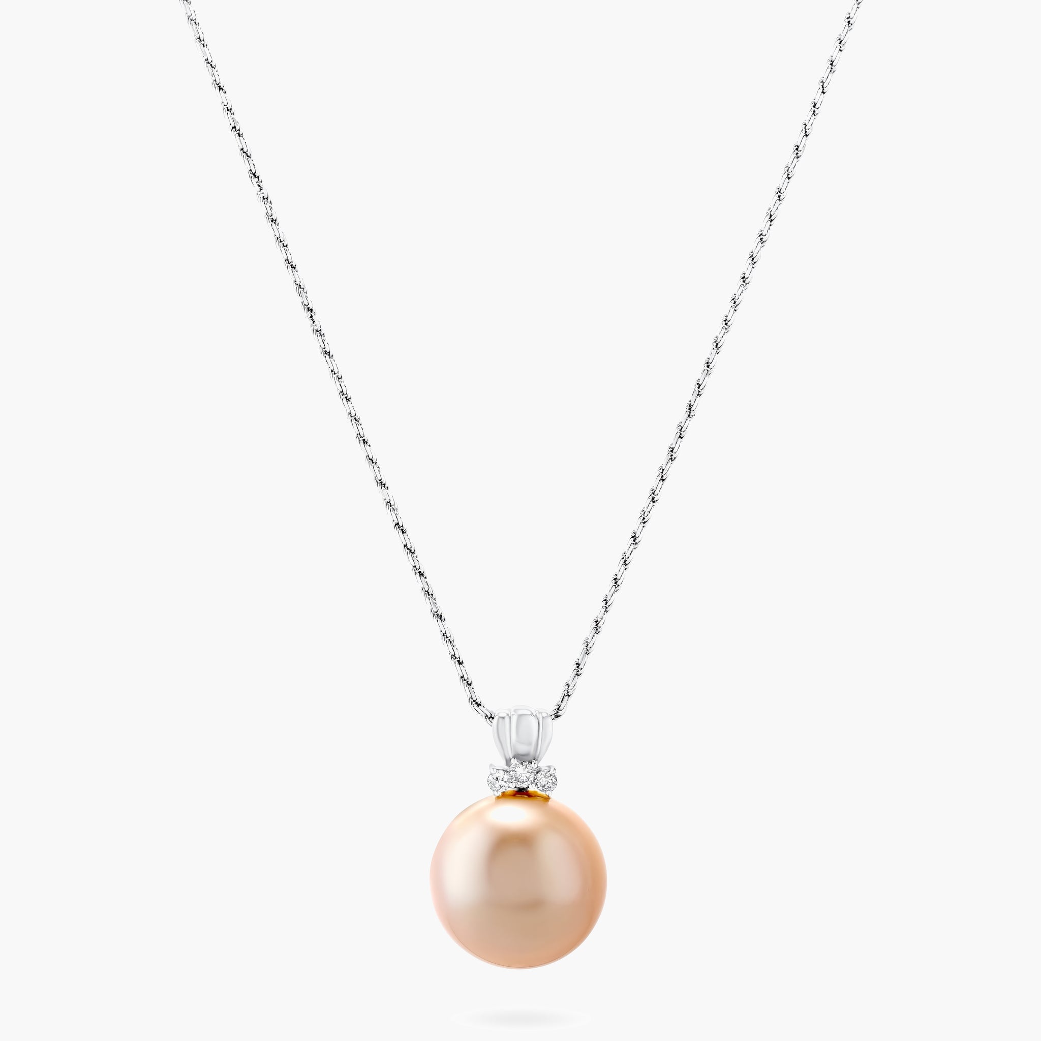 Treated Yellow pearl & diamond pendant