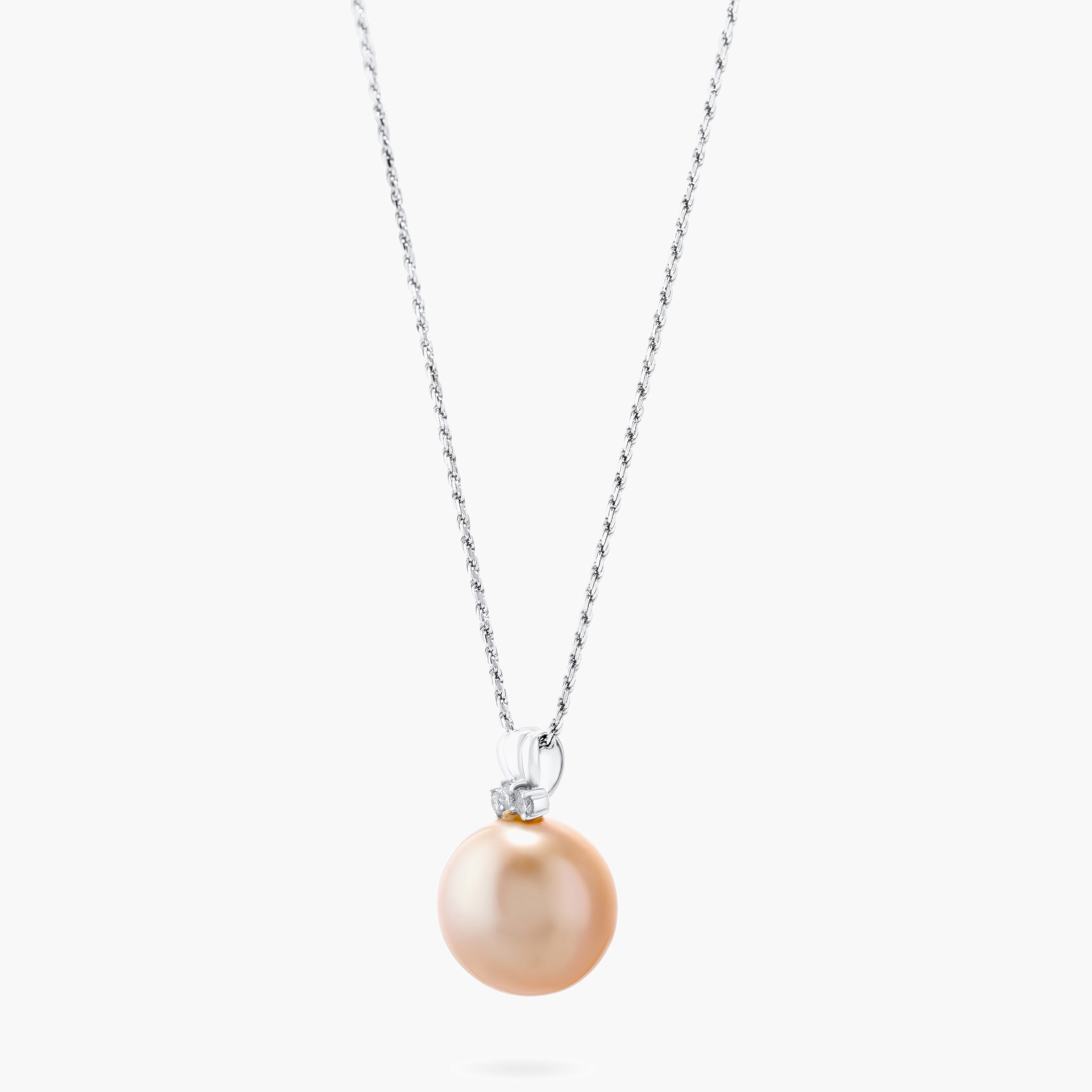 Treated Yellow pearl & diamond pendant