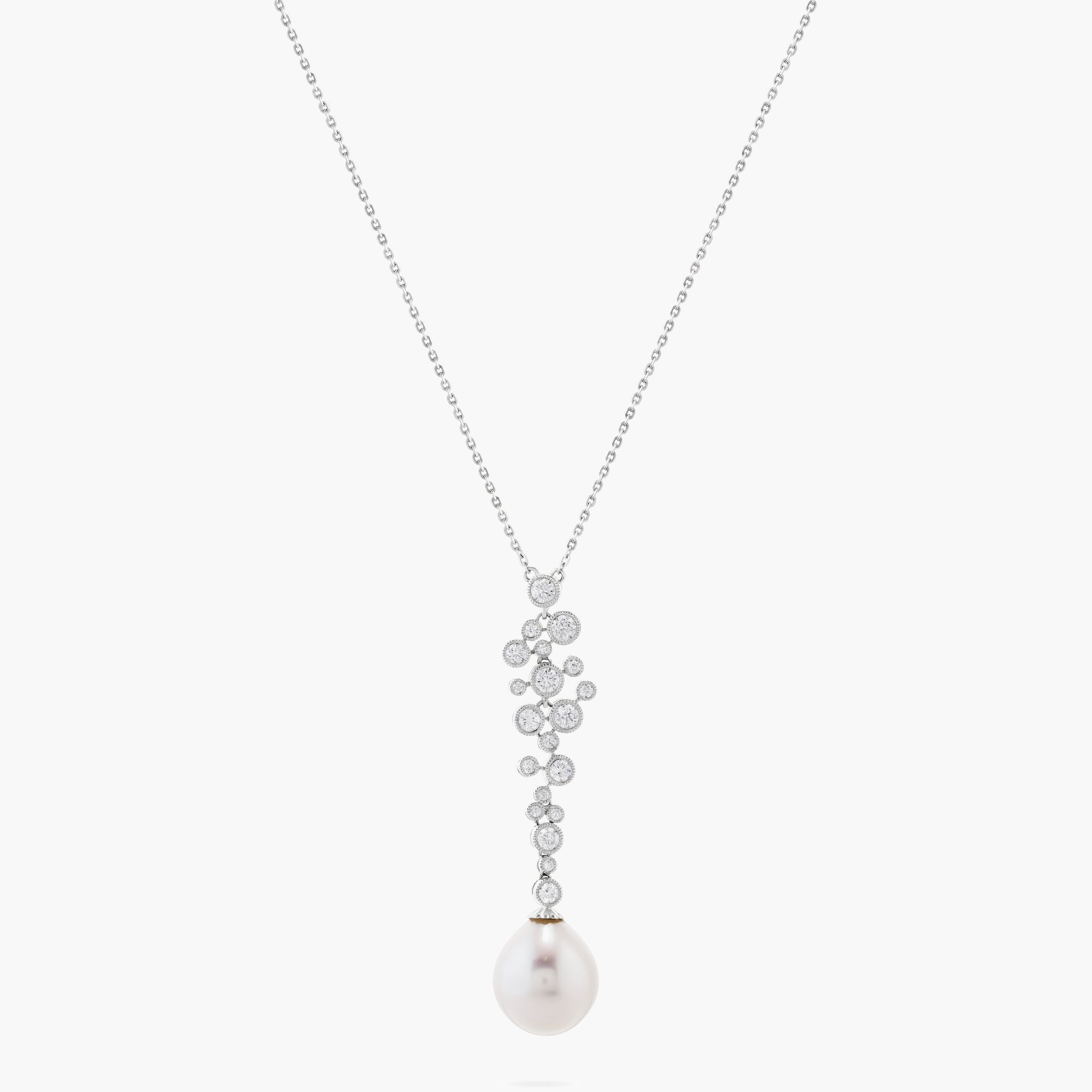 Diamond and south sea pearl drop necklace