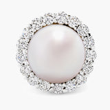 South sea pearl and diamond ring