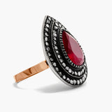 Red Pearshape & diamond ring
