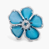 Blue Chalcedony flower ring
