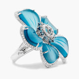 Blue Chalcedony flower ring