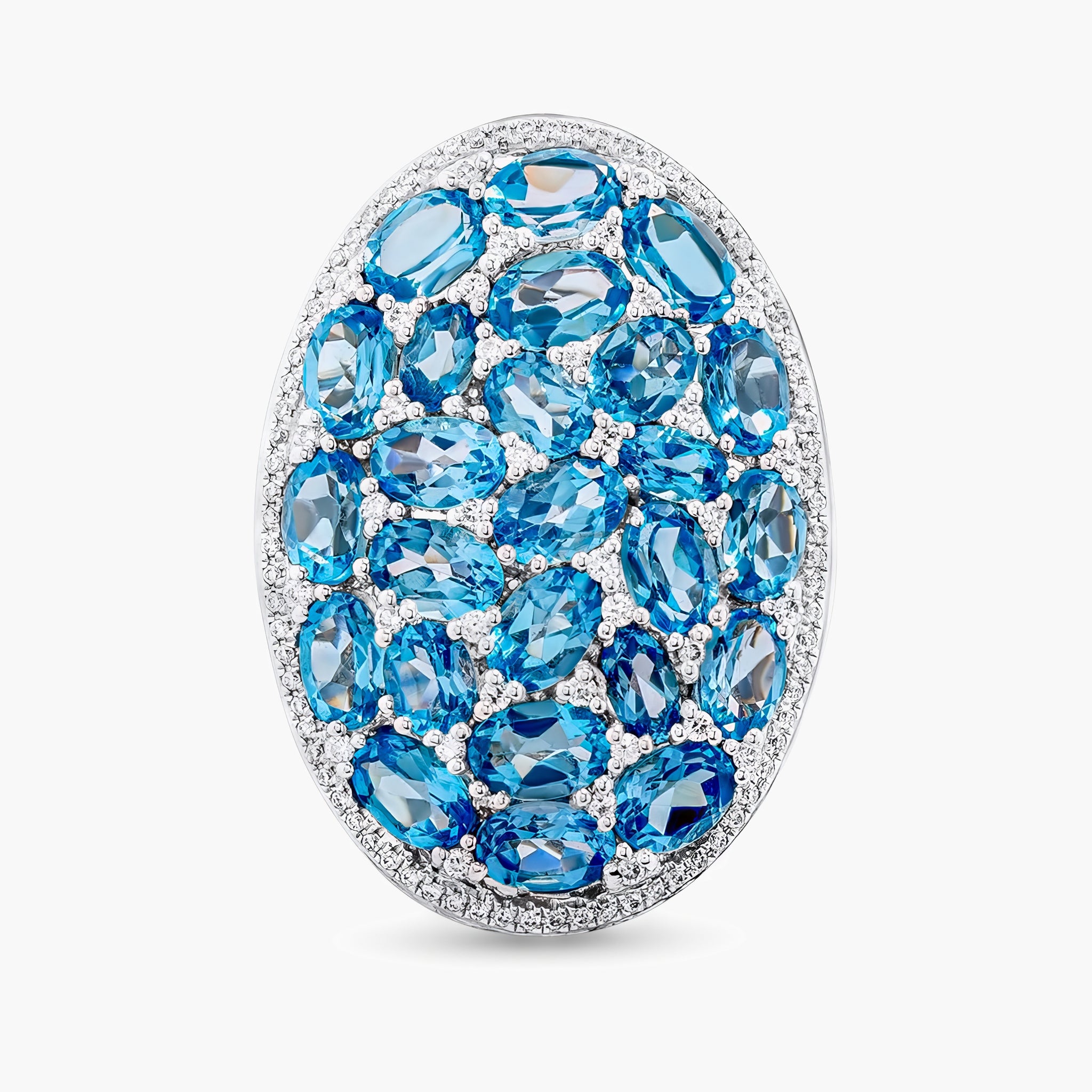 Blue topaz and diamond oval ring