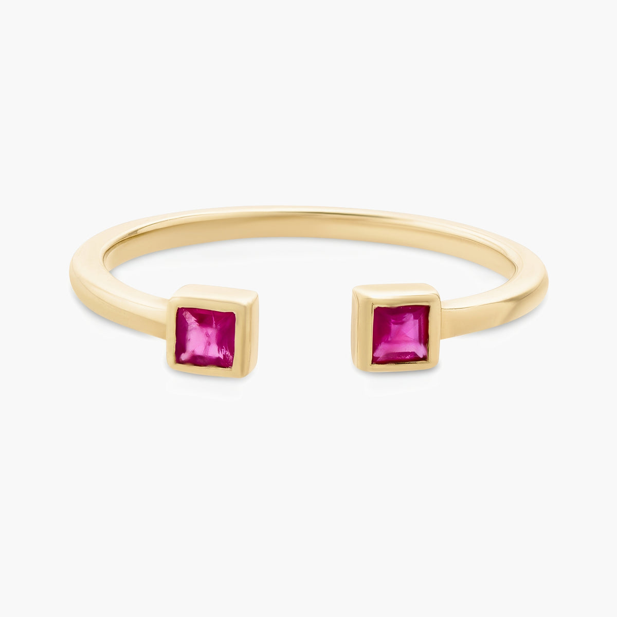 Open square ruby ring
