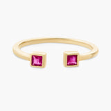 Open square ruby ring