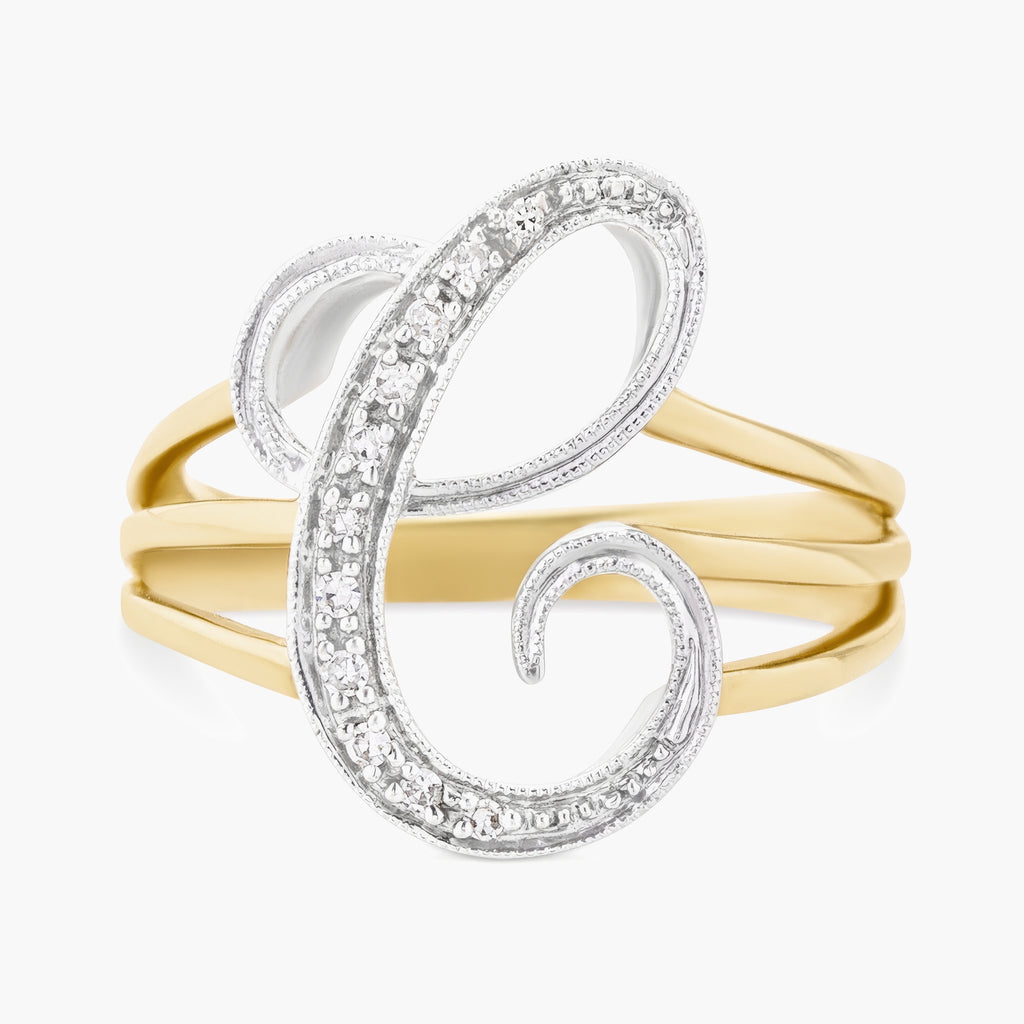 Diamond Script Initial C Ring