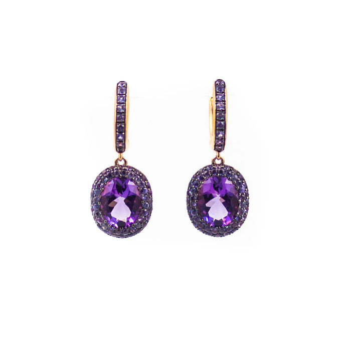 Amethyst Oval Drop Earrings