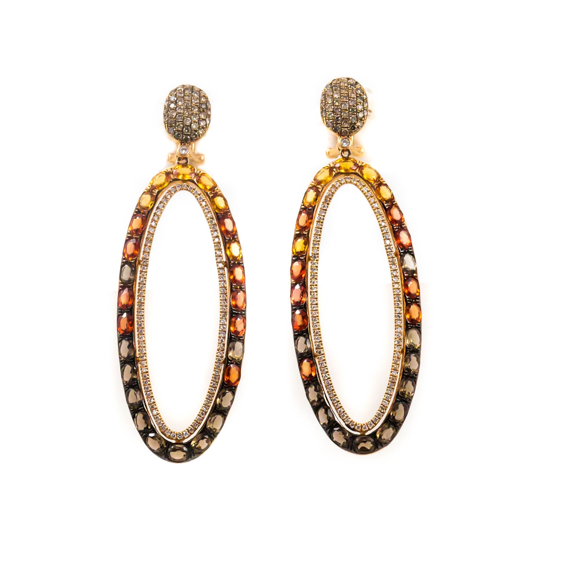 Three tone oval earrings