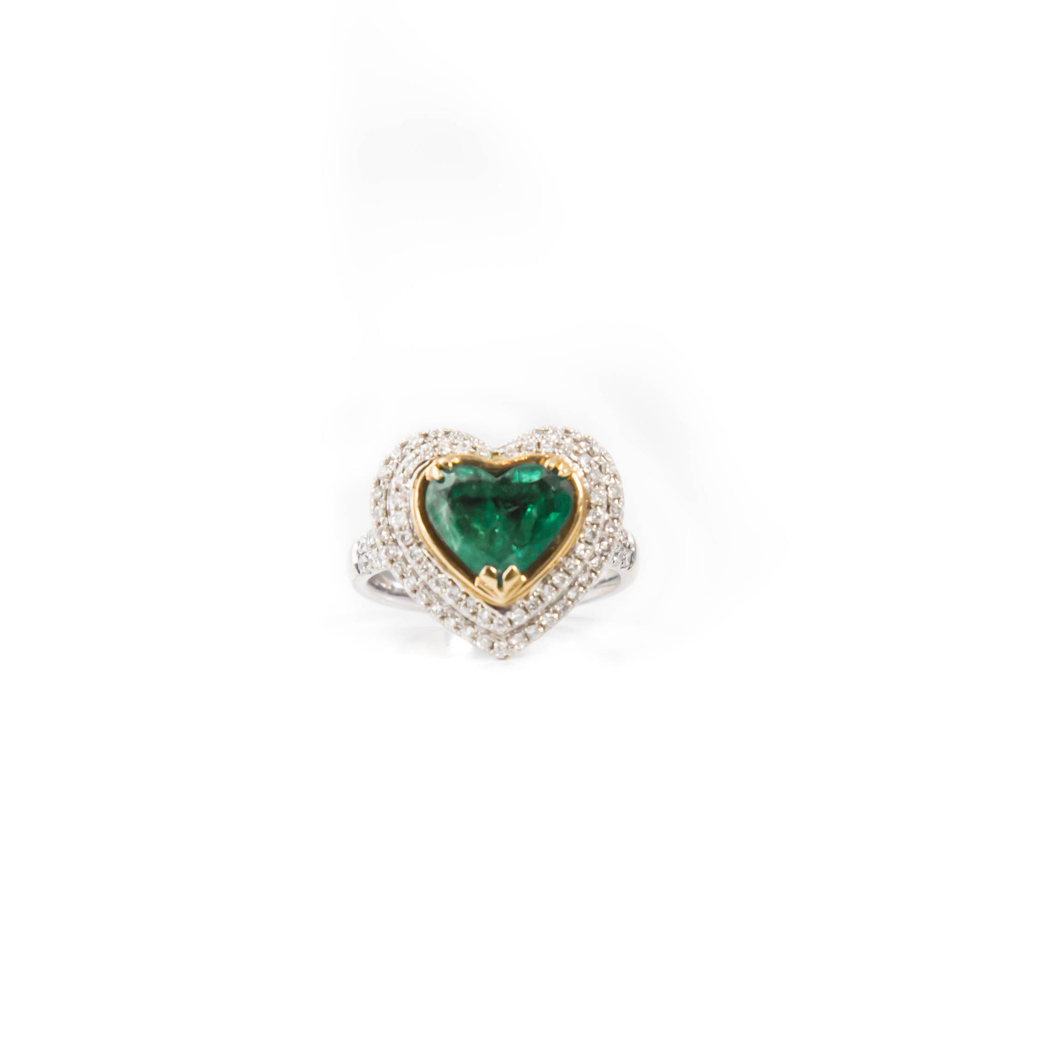 Emerald Heart and Diamond Ring