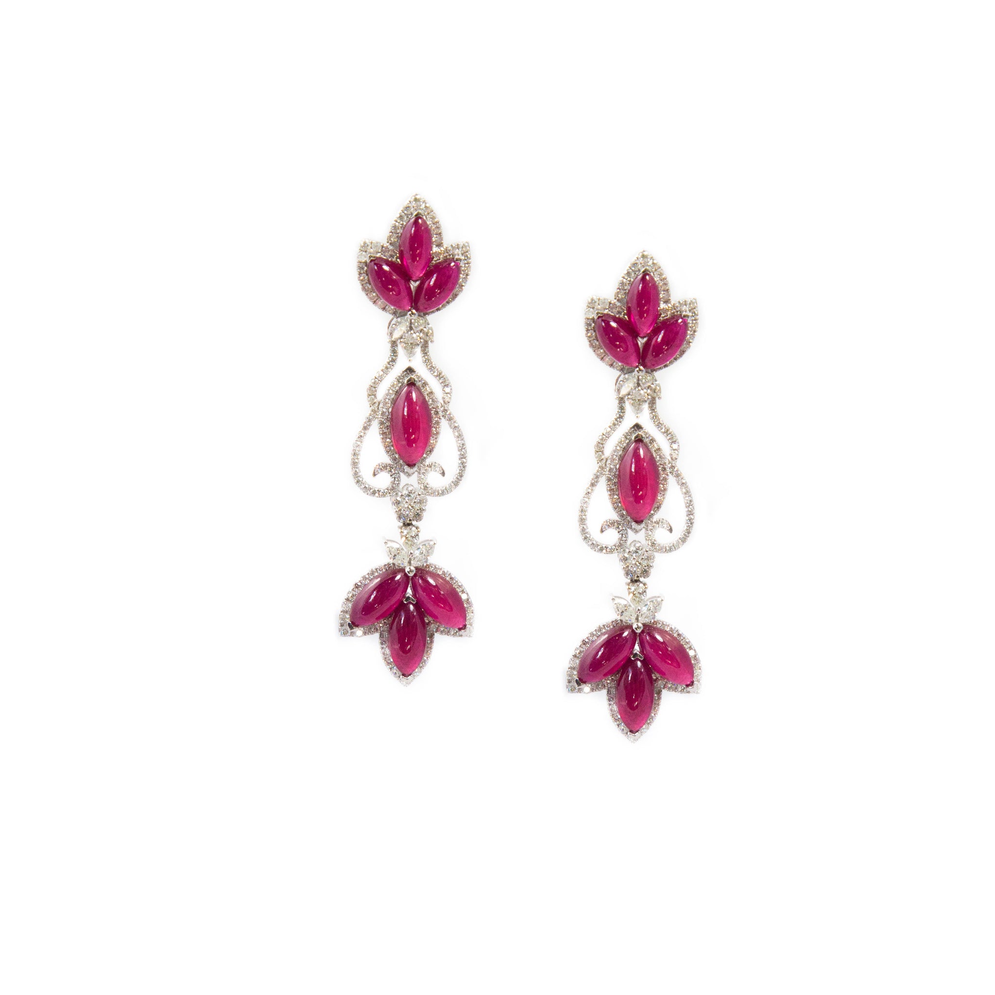 Ruby and Diamond Drop Earrings