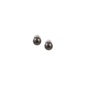 Black Pearl and Diamond Earring