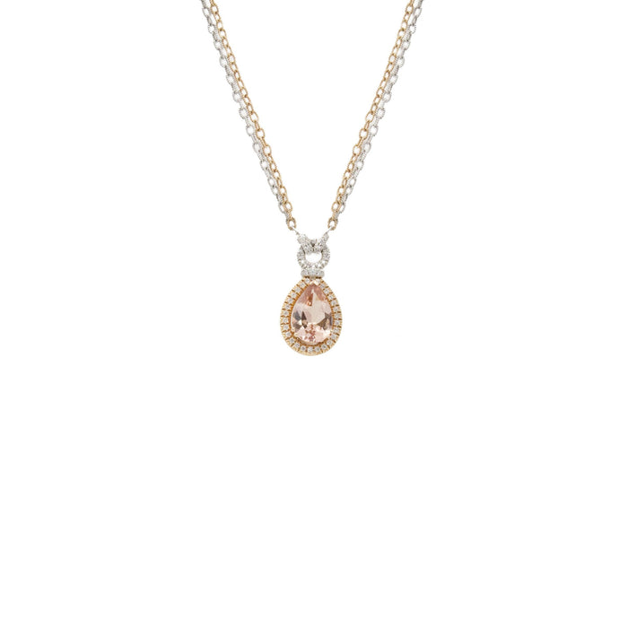 Morganite and Diamond Drop Pendant