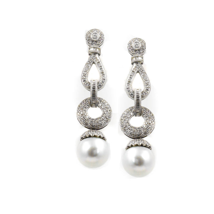Diamond and Pearl Earrings