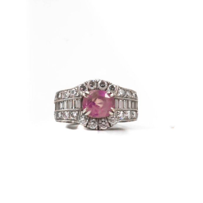 Pink Sapphire and Diamond Ring