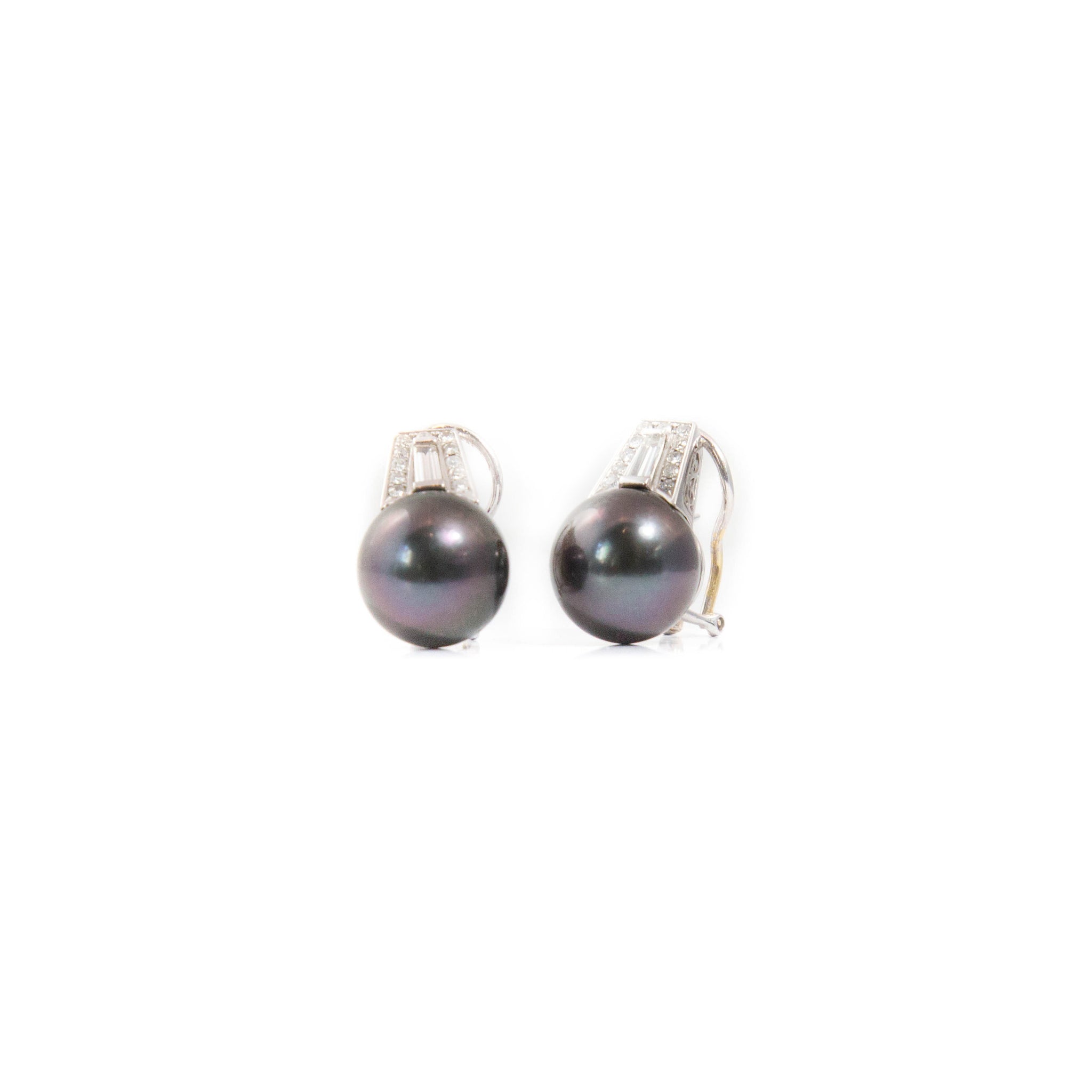 Black Pearl and Diamond Earrings