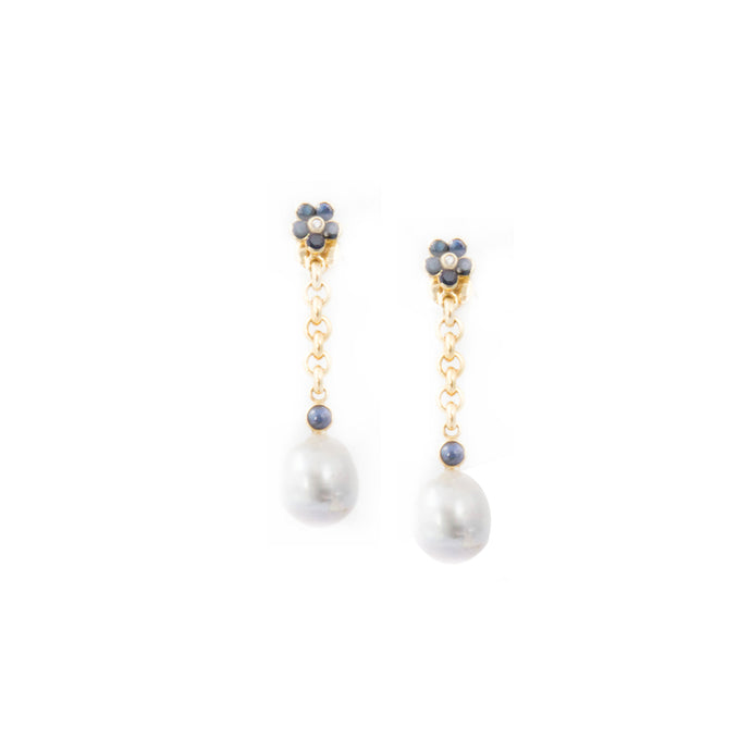 Sapphire and Pearl Earrings