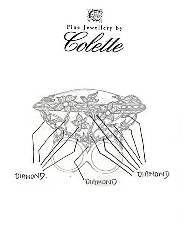 Pencil working drawing of a ring design on Fine Jewellery By Colette letterhead