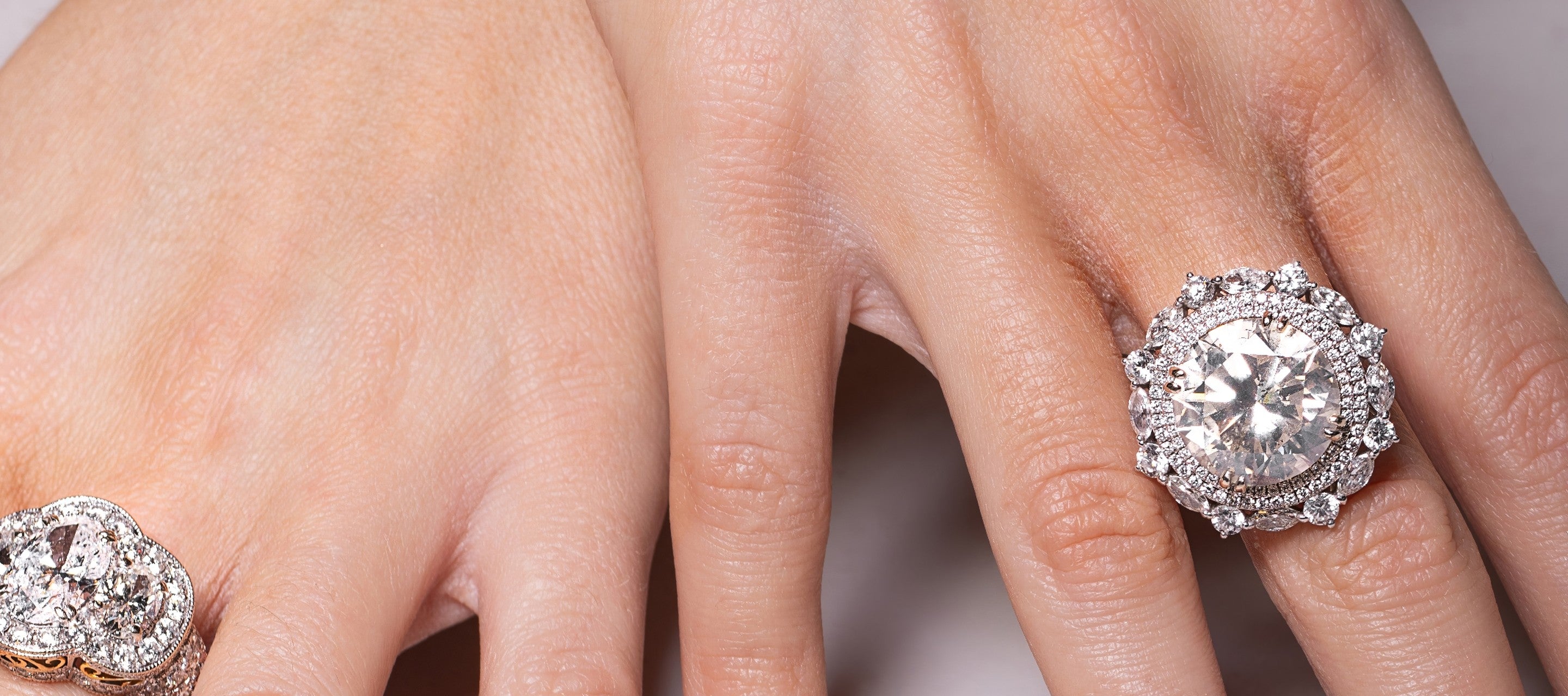 Engagement ring worn on hand, close up